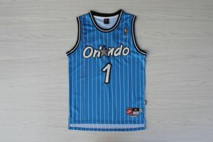 Maillot De Basket Orlando Magic Anfernee Hardaway 1 Engrener Stripe Bleu